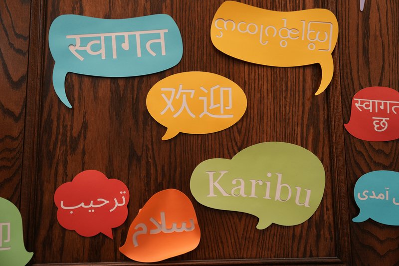 Bilingual signage showing two languages side by side